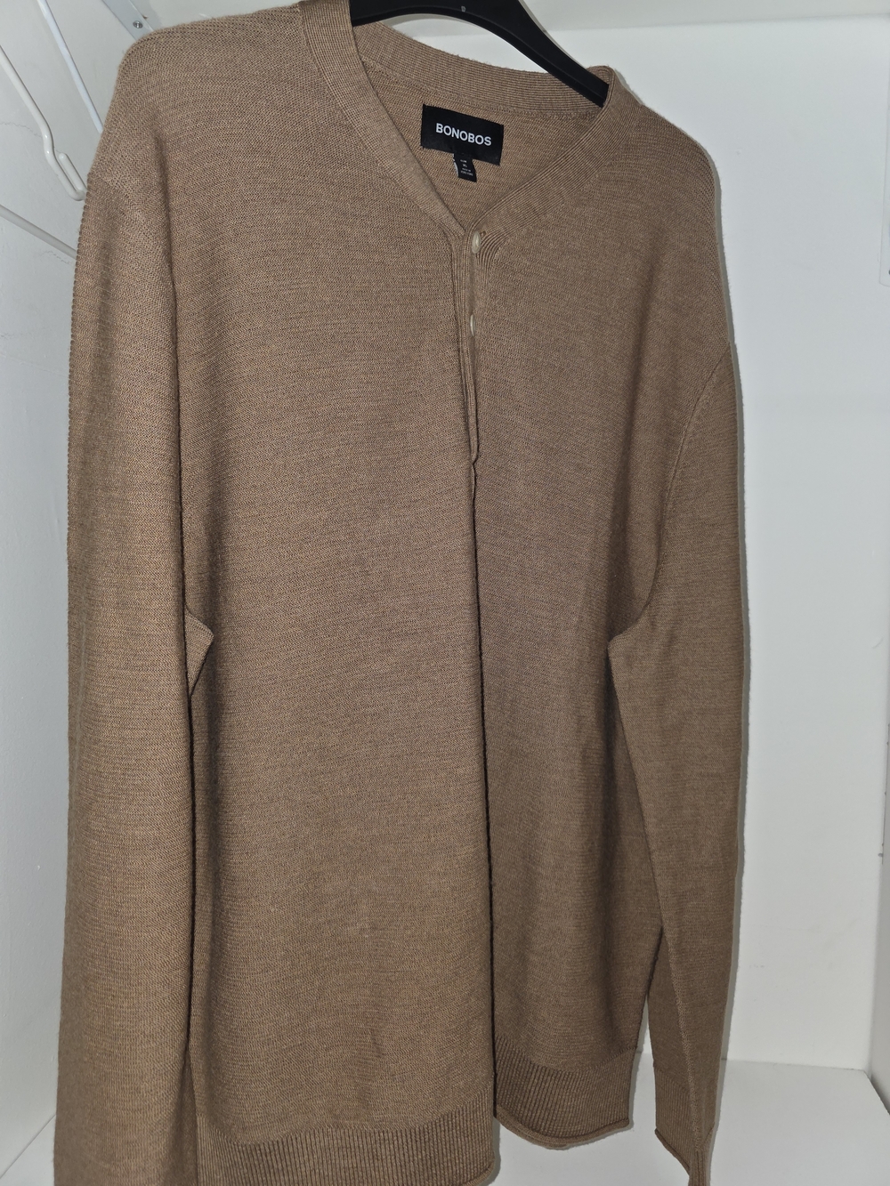 Bonobos Men's V-Neck Sweater in Camel Brown- Flawed